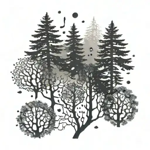 A Mystical Forest With Hidden Musical Notes Among The Trees