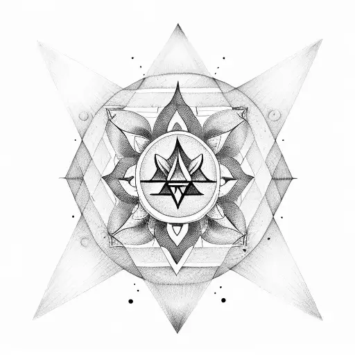 Square Geometric Hindu Spiritual Peace Yantra Lotus Love Moksha Shiva