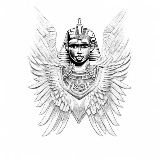 Half Aztec Thunderbird And Half Egyptian Sphinx With Wings