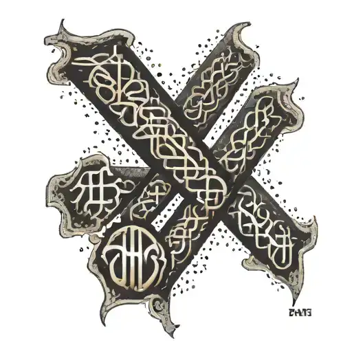 Viking Rune Inscription Intertwined With Bear Paw Prints