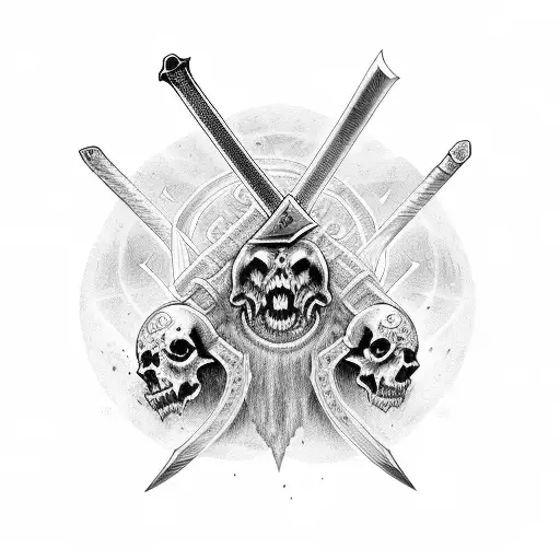 Sword Through Skulls After Battle