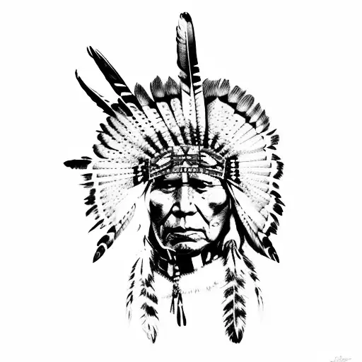 Native American On Horse Portrait