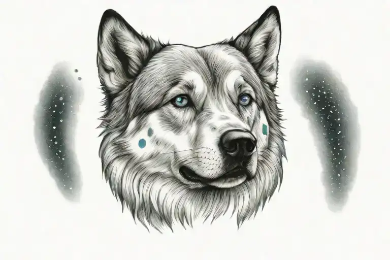 Siberian Dog With Blue And Green Eyes Looking