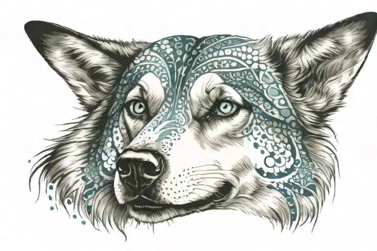 Siberian Dog With Blue And Green Eyes Smiling