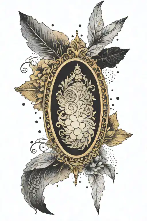 A Gold Framed Mirror Around Solid Black