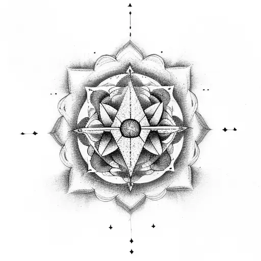 Square Mokhsha Yantra Mandala Lotus Geometric
