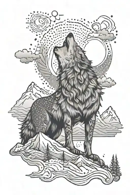 Wolf And Mountains