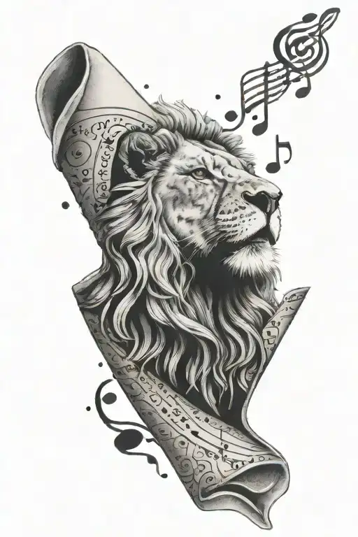 A Crepe With Musical Notes As Toppings And A Lion Peeking Out From Behind It