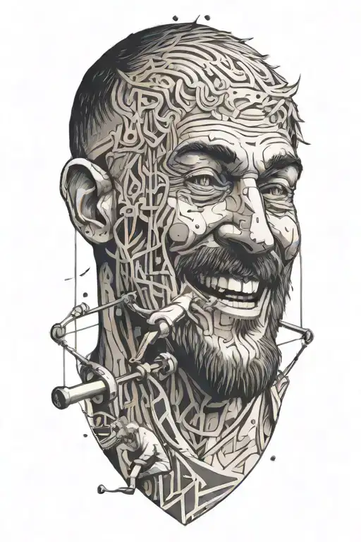 A Dynamic Composition Of A Philosopher Smiling At A Calisthenics Athlete On A Pull-up Bar