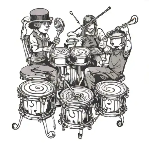 Children Playing Musical Instruments With Coffee Cups As Drums