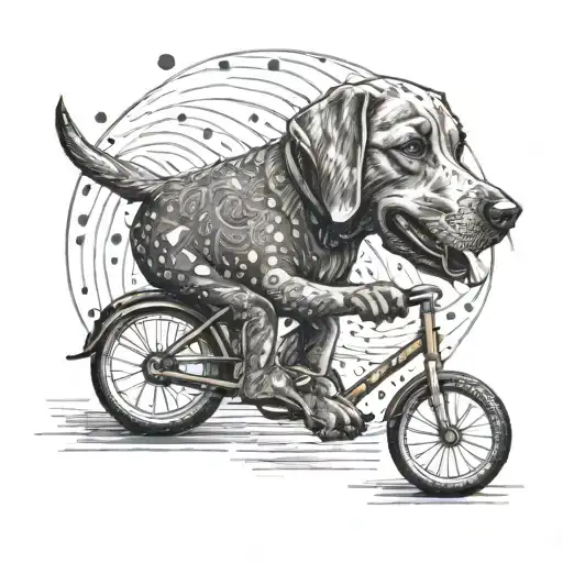 A Labrador Playing Music With A Child On A Bicycle In A Whimsical Setting