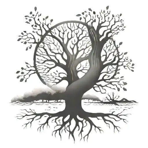 A Family Tree Tattoo With Intricate Roots And Branches Symbolizing Strength And Growth