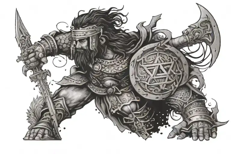 Hebrew Warrior Strong Surrounded By Enemy