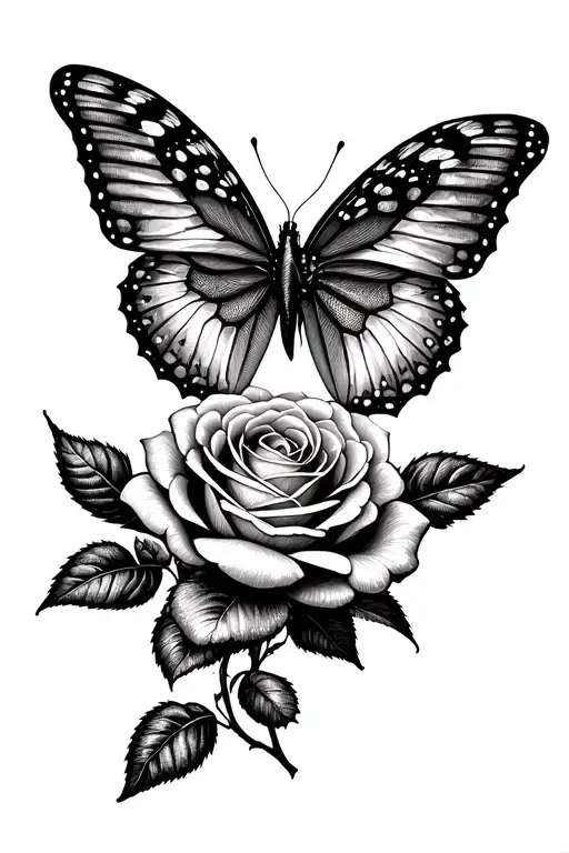 Two Winged Butterfly One Wing Is A Rose That Fades Away