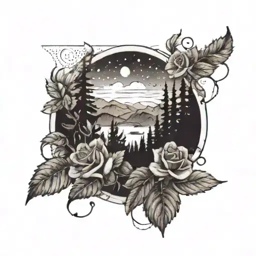 A Nature Scene With Hiking Trails Winding Through A Forest Of Roses