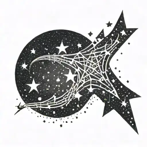 A Constellation Of Musical Notes Forming A Shooting Star