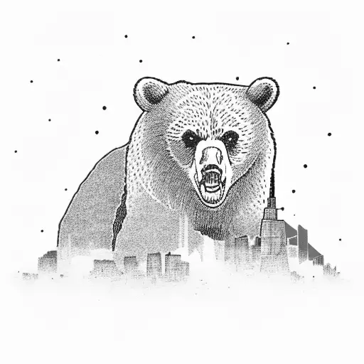 Chicago Skyline With Bears And Cubbies