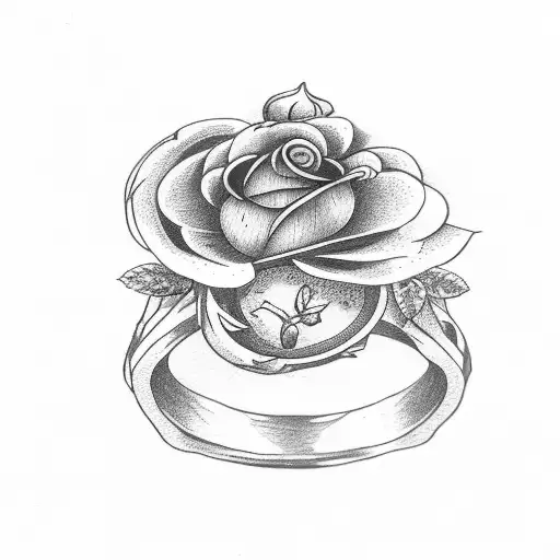 Bog Rosemary And Acorn Branch And Lancashire Rose With Claddagh Ring