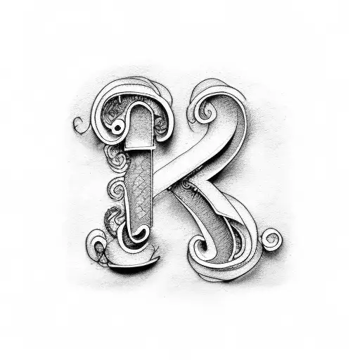 Letters K And J In Curly Script