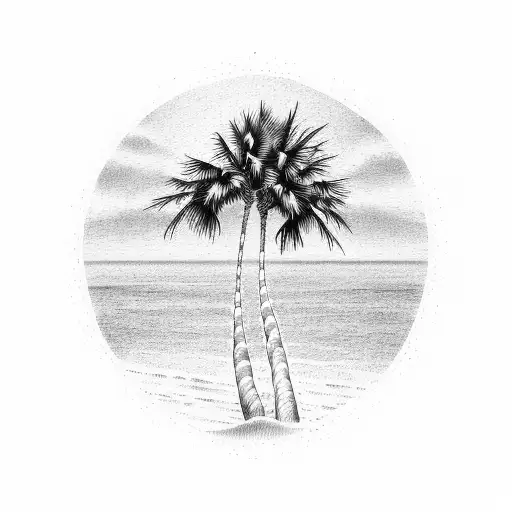 Palmetto Tree By Beach Shore