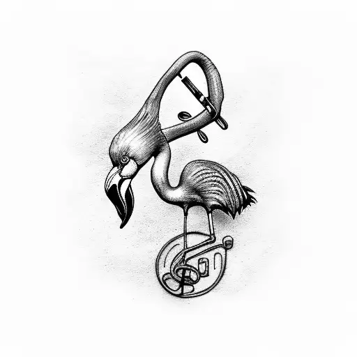 Flamingo With Musical Notes