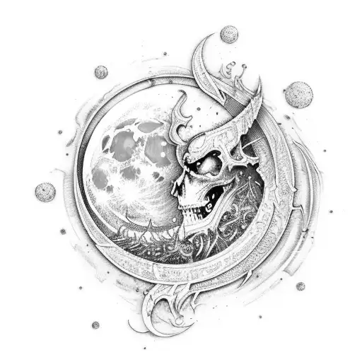 Cresent Moon City With Sword Through It