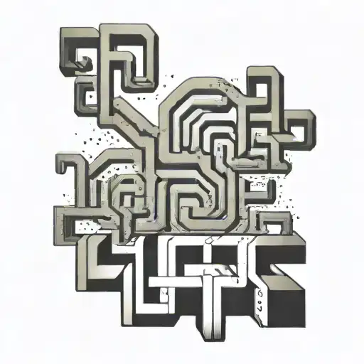 An Abstract Tattoo Symbolizing Success Through A Maze With Love Symbols Hidden Within