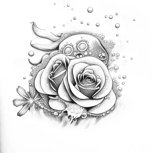 Mermaid Underwater With Daisy Roses