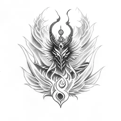 Phoenix Rising From Ashes And Shiva S Trident