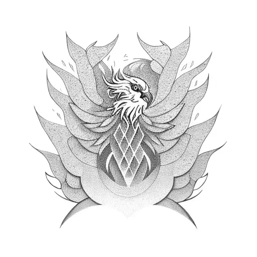 Phoenix Rising From Ashes Geometric Without Curves