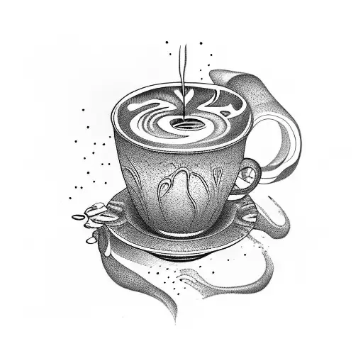 Cup Of Coffee With Melancholic Faces Around It