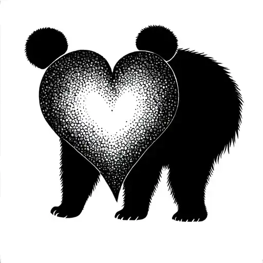 Heart With Bear Inside To The Side