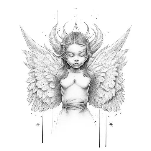 Angel Turned To Side Looking Down