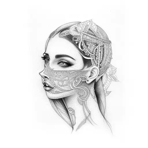 Portrait Of A Woman With Long Face As Goddess