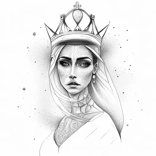 Portrait Of A Beautiful Woman With Long Face As A Queen