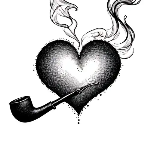 A Tattoo Of A Smoking Pipe Morphing Into A Love Heart