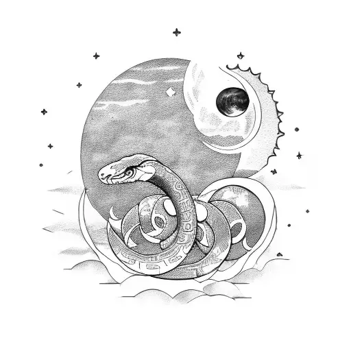 M With Snake Ending And Moon And Sun Background