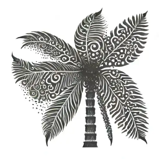A Palm Tree Made Up Of Intricate Dotwork Patterns And Designs