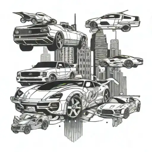 A Futuristic City Skyline With Floating Money Symbols And Luxury Cars Racing Through The Streets