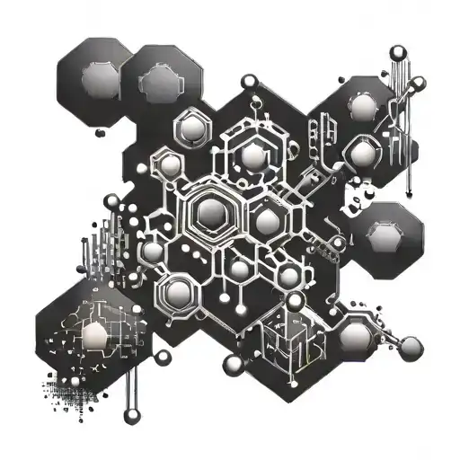 A Trippy Design Of A Drug Molecule Intertwined With Trap Music Symbols