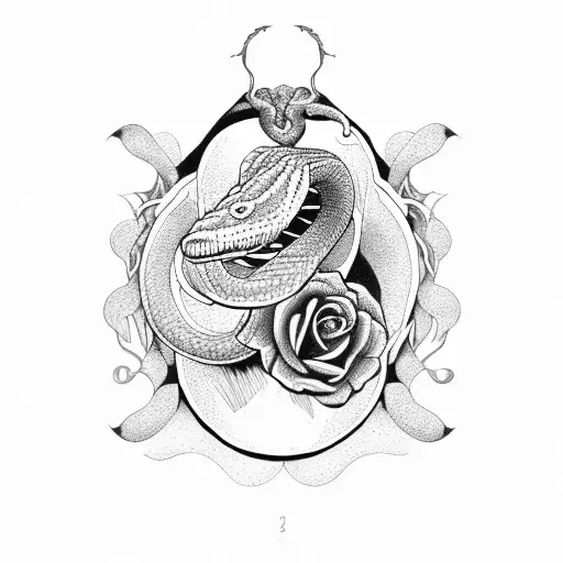 Ouroboros Snake With Rose