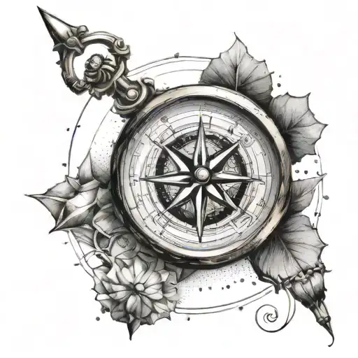 Create A Tattoo Showcasing The Concept Of 'Saudade' Using A Compass And North Direction