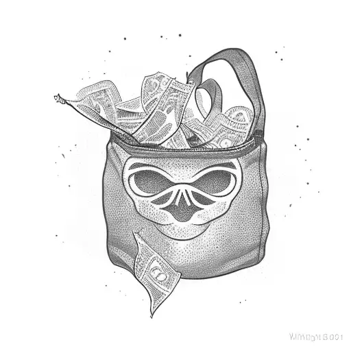 Money Bag Floating Money Symbols Around It