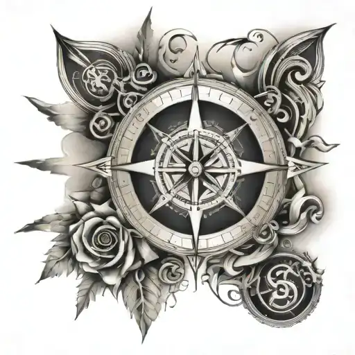 Design A Tattoo Of A Compass Rose Intertwined With Currency Symbols