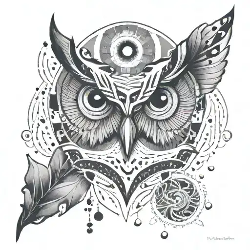 Create A Tattoo Of The Owl Cave Symbol With A Philosophical Quote Intertwined