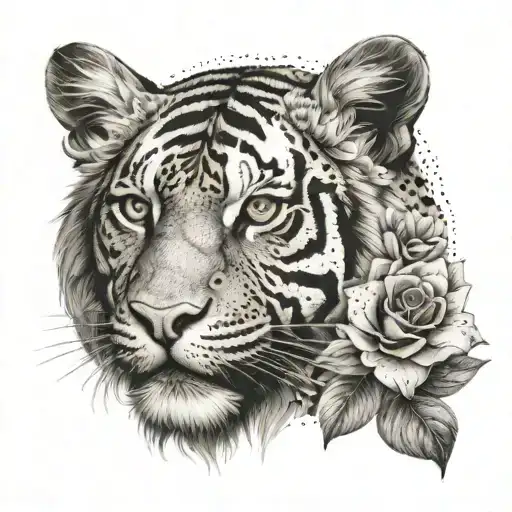 Half Tiger And Half Flowers