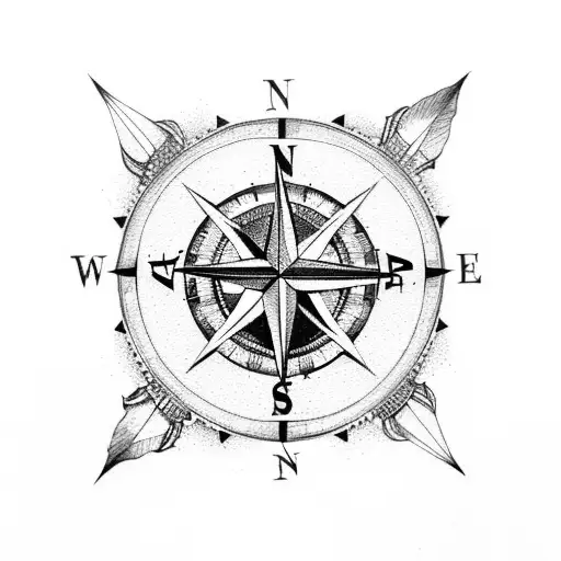 Compass With Rose And Roman Numerals