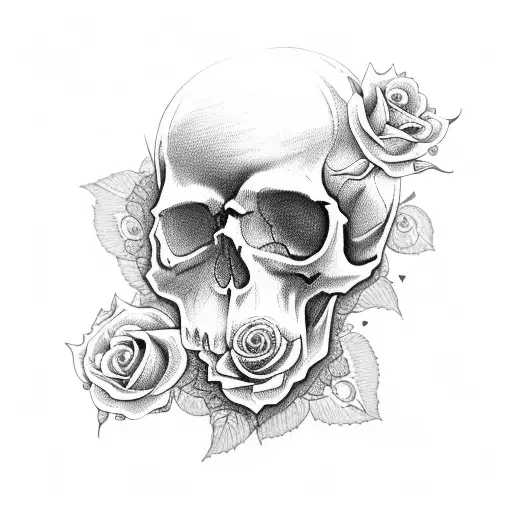 Skull With Roses And The Word Ramos