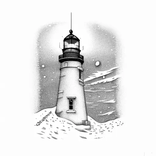 Lighthouse In Winter Storm