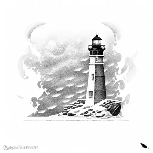 Lighthouse In Winter Storm With Irish Rover